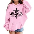 thumbnail image 2 of Tisuna Kids Girls Hoodies Child Casual Letter Print Hoodie With Kangaroo Pocket Teen And Youth Sports Casual Long Sleeve Pullovers Size 6-7 Years, 2 of 4