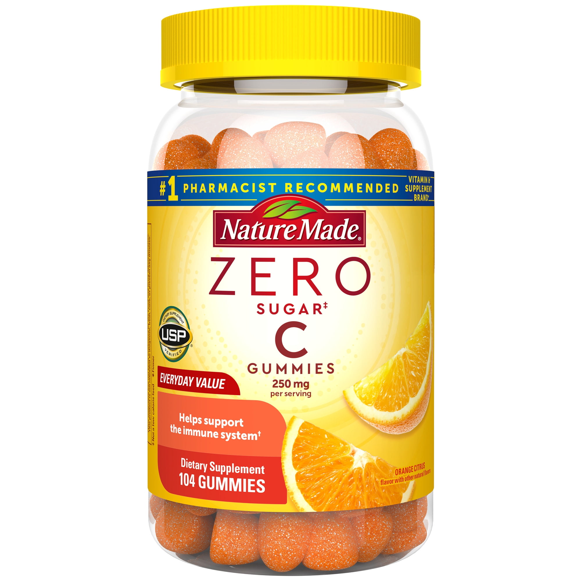 (3 pack) Nature Made Zero Sugar Vitamin C Gummies, Sugar Free Gummies for Immune Support, 104 Count