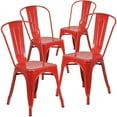 thumbnail image 1 of Commercial Grade 4 Pack Red Metal Indoor-Outdoor Stackable Chair, 1 of 9