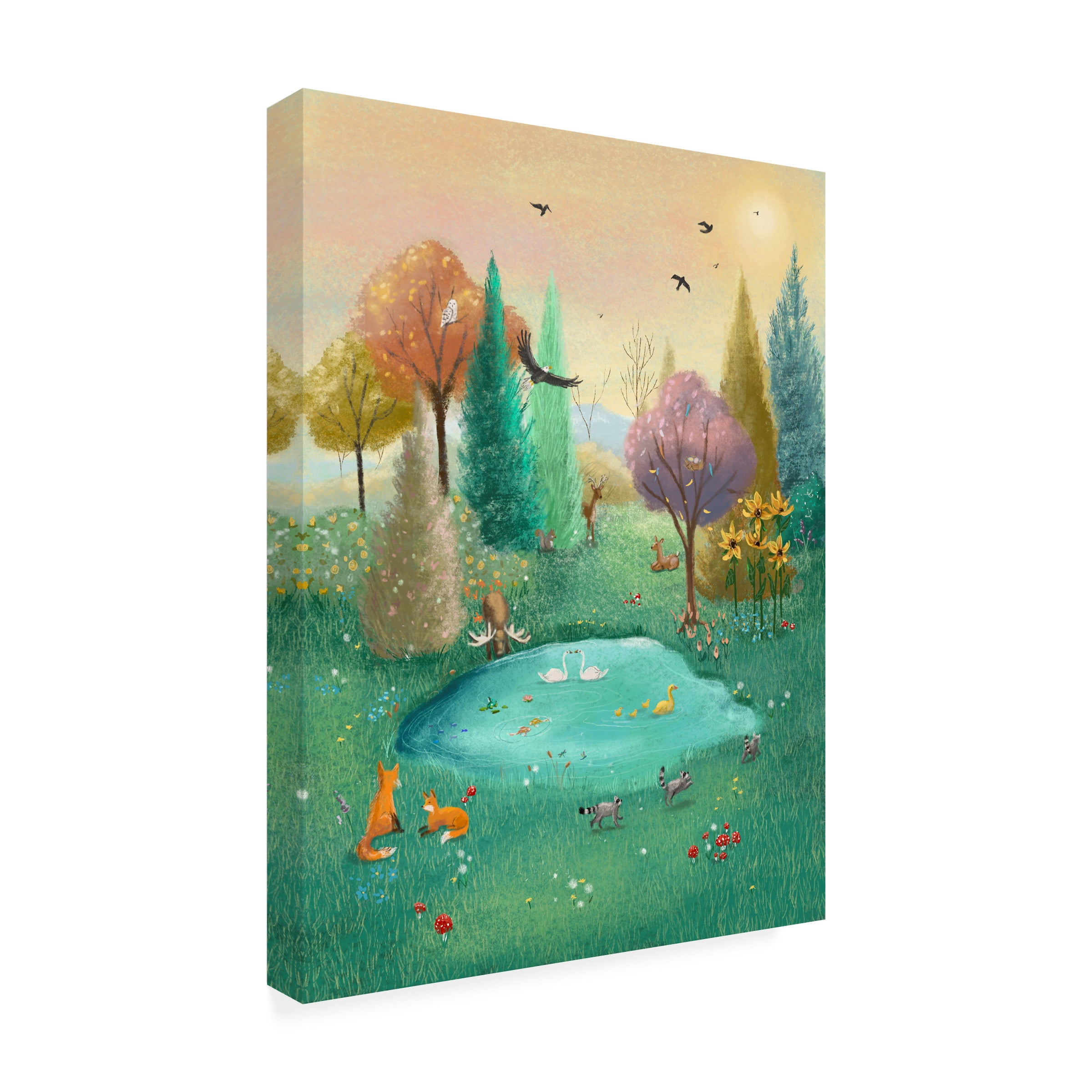 Canvas Wall Art - Christine Rotolo 'Spring Forest Animals' Wall Art for Living Room, Bedroom, or Office DÃ©cor by Trademark Fine Art - 14 x 19 Inches