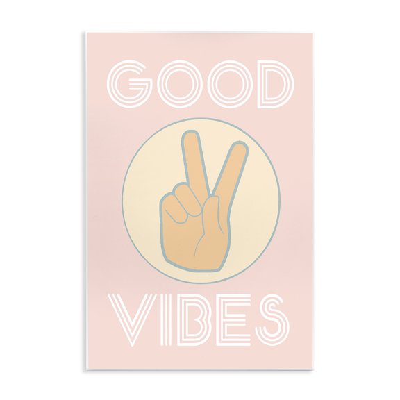 Stupell Industries Modern Good Vibes Peace Hand Pink Wall Plaque Art, 10 x 15, by Lil' Rue