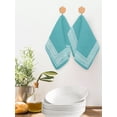 thumbnail image 2 of Turquoise Kitchen Dish Towels for Drying Dishes Set of 2, Geometric Boho Ethnic Tile Chic Monochrome Waffle Weave Microfiber Hand Tea Bathroom Towels Quick Dry & Absorbent Towel 12x12, 2 of 7