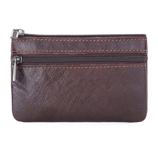 Monedero de cuero para mujer, monedero, monedero de cuero Crazy Horse con cremallera, llavero, tarjetero multifunción