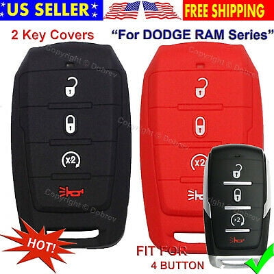 Dobrev 4 Button Silicone Cover Keyless Entry Fob Case Skin Protector Holder for Dodge Ram 1500 2019 2020 2021 Smart Remote Control Key
