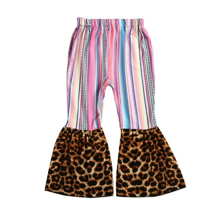 

Bowanadacles Baby Girl Pants Clothes Leopard Plaids Flares Pants Trousers Outfit Bell-Bottomed Pants