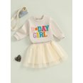 thumbnail image 4 of Toddler Baby Girl Birthday Outfits 1-6 Years Birthday Girl Letter Embroidery Sweatshirt Tops + Tutu Tulle Skirt Dress Birthday Clothes, 4 of 8