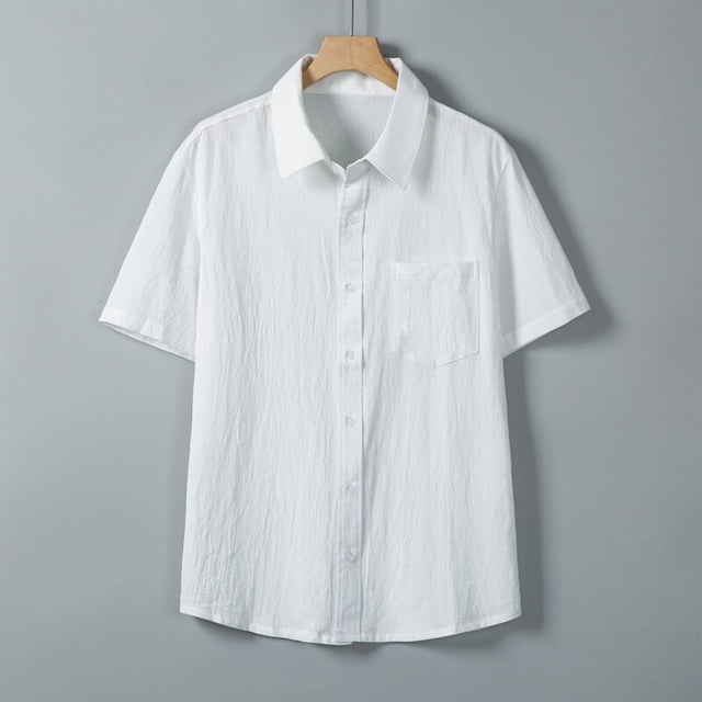pstuiky camisetas de hombre, Camisa informal de manga corta con solapa y botones de color liso para hombre camisetas de hombre m