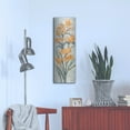 thumbnail image 4 of Luxe Metal Art 'Tall Tangerine Flowers 1' by Silvia Vassileva Metal Wall Art, 12" x 36", 4 of 9