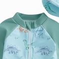 thumbnail image 5 of Ccpelsie Baby Boy Swimsuit UPF 50+ Long-Sleeve One Piece Zipper Toddler Bathing Suit Baby Beach Wear Sunsuit with Sun Cap Beachwear(Light Green,0-3 Months), 5 of 8