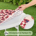 thumbnail image 5 of Elastic hem round tablecloth with delicate floral patterns, durable water-resistant polyester, fits 44-52 inch tables, big size version, 5 of 7