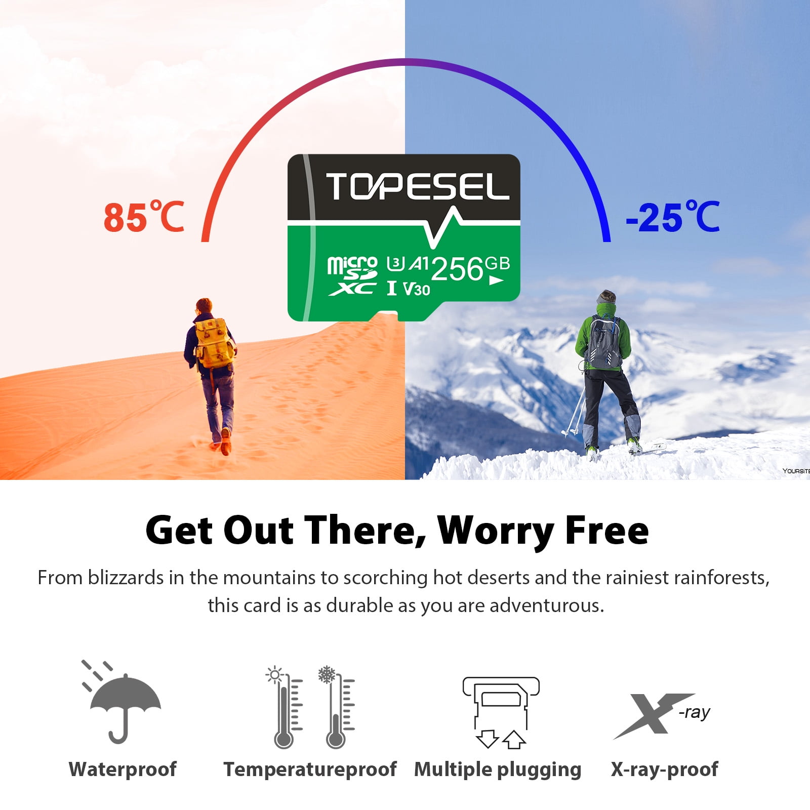 256GB Micro SD Card with Adapter TOPESEL Memory Cards A1 V30 U3 Class 10 TF Cards