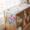 thumbnail image 6 of Table Runners 72 Inches Long Dress Scarves, Tulips Spring Floral Farmhouse Kitchen Table Runner, Coffee Tablerunners, Pastoral Flowers Butterfly Wooden 18x72 Inch, 6 of 9