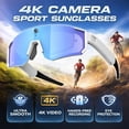 thumbnail image 3 of AAI Smart Glasses with Camera, 4K HD Video Recording Sunglasses with Camera, with UV400 Lens. Dual Mic Noise Canceling, EIS Stabilization, IP54 for Cycling Hiking (Orange), 3 of 7