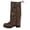 Khaki, variant on Viluyesy Womens Knee High Boots Round Toe Block Heel Crinkled Faux Leather Back Drawstring Layered Wide Shaft Trendy Street Boots Black Size 9.5