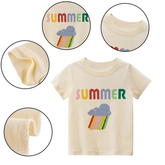 KYAIGUO Girls Short Sleeve Printed T Shirt for Kids Fashion Pullover Tees Toddler Crewneck Summer Cotton Tops for 1- 8 Years