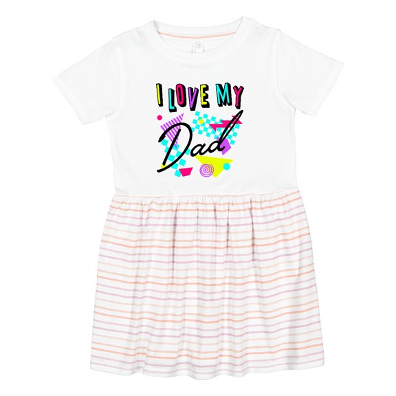 Inktastic I Love My Dad 80s Retro Style Girls Toddler Dress