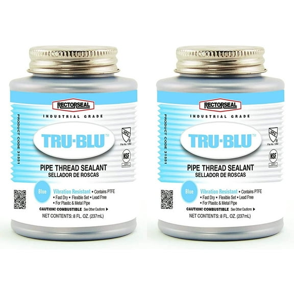 Rectorseal 31551 1/2 Pint Brush Top Tru-Blu Pipe Thread Sealant Two Pack
