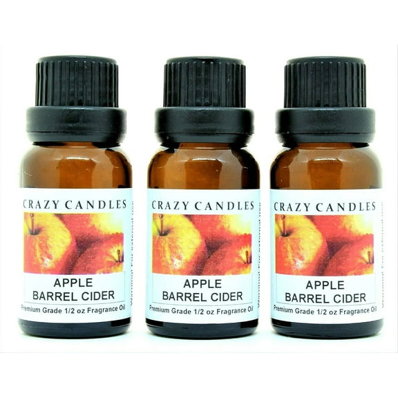 Crazy Candles Apple Barrel Cider 3 Bottles 1/2 FL Oz Each (15ml) Premium Grade Scented Fragrance Oil Made in USA