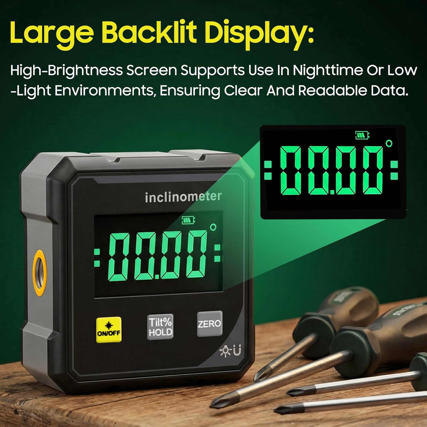 LC-dolida Digital Angle Finder,Cube Inclinometer with Electronic Level 4-Side Strong Magnetic Base & Backlit Display,4×90° High-precision Measurement Rechargeable for Table Saw Miter Saw Woodworking