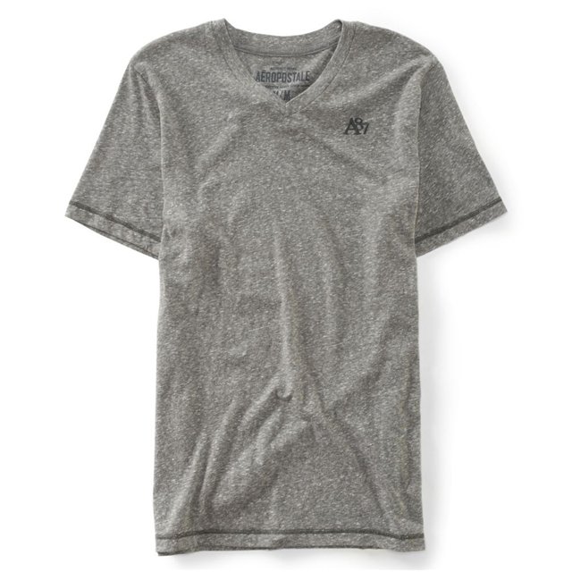 Aeropostale A87 - Camiseta adornada con cuello en V para hombre, gris, XXL Aeropostale Camiseta adornada