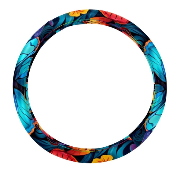 Butterfly 14.5 Inch Printing PVC Leather Car Wheel Cover, Steering Wheel Covers, Auto Accessories