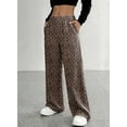thumbnail image 3 of DOKOTOO Womens Leopard Print Pants Casual Elastic Waist Wide Leg Pants Loose Lounge Trousers with Pockets, 3 of 9