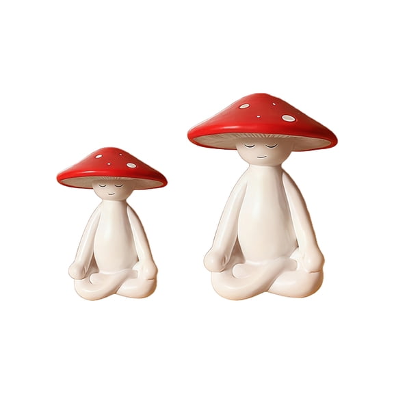 7829 Miniature Garden Mushroom Statues Resin Meditations Mushroom Figurines for Outdoor Lawn Garden Decors Table Centrepieces