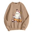 thumbnail image 4 of PLHWHYQ Women's Halloween Cute Ghost Pumpkin Graphic Crewneck Sweatshirt, Long Sleeve Casual Fall Pullover Top a-Khaki L, 4 of 6
