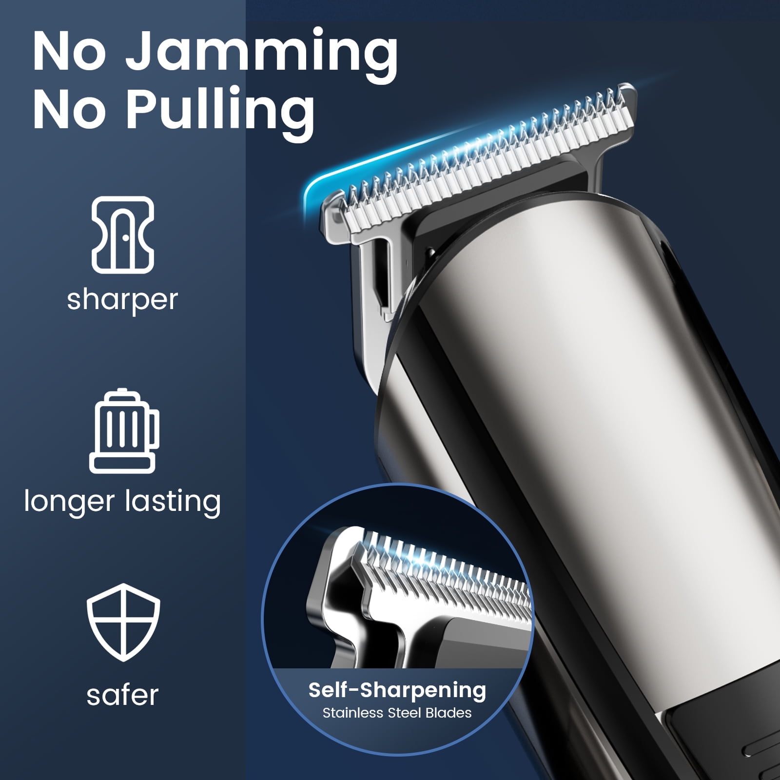 Nogroa Hair Trimmer for Men, Cordless Hair Clippers with Safety Lock, All in One Mens Grooming Kit for Face, Mustache, Nose and Body, Waterproof Rechargeable Beard Trimmer, Gifts for Husband Father