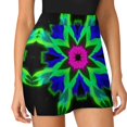 thumbnail image 3 of Floral Abstract Vibrant Kaleidoscope Symmetry Women's Shorts Non-Slip Single Pocket A-line Trouser Skirt Summer Shorts Casual Shorts for Women, 3 of 7