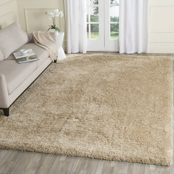 SAFAVIEH Supreme Charlton Solid Plush Polyester Shag Area Rug, Beige, 8' x 10'