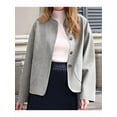 thumbnail image 4 of Women Casual Pea Coat Wool Short Jacket Fall Button Down Woolen Coat Crop Peacoat Gray L, 4 of 7