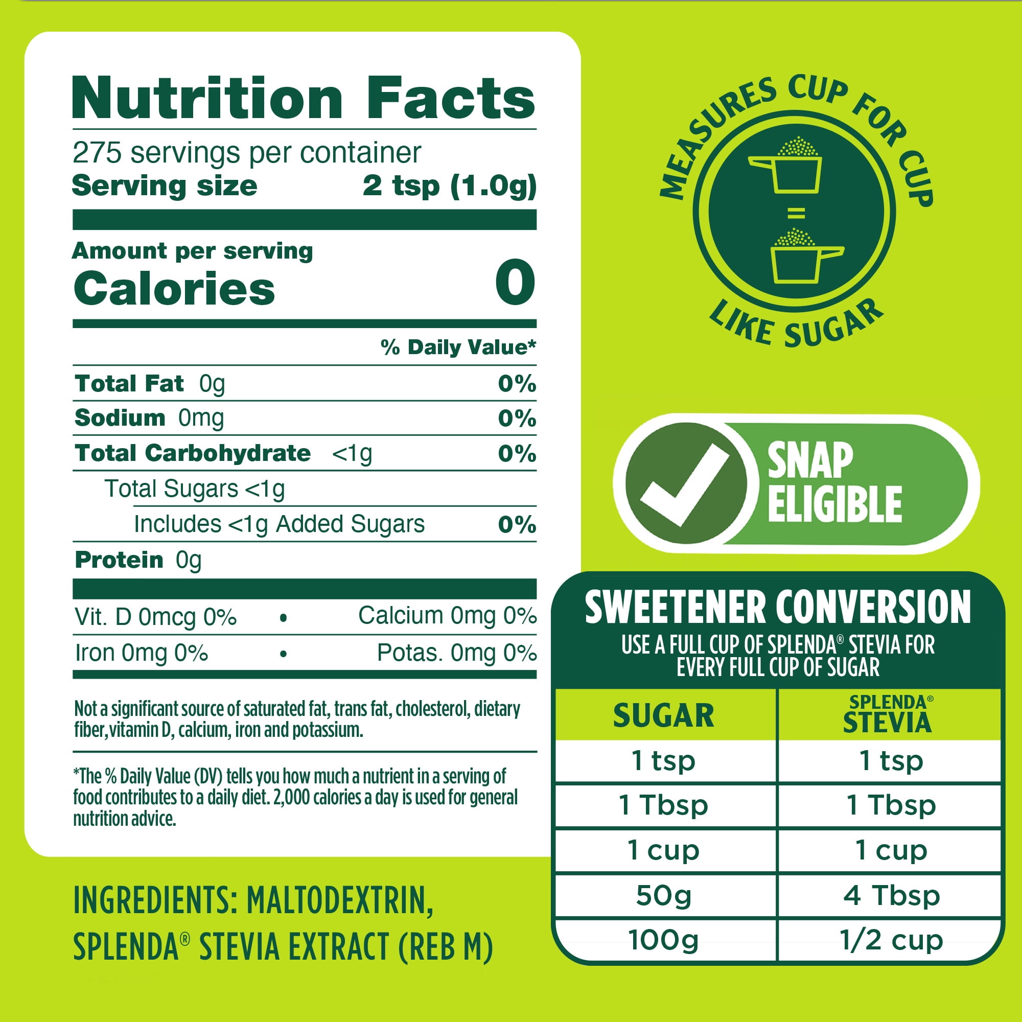 (2 pack) Splenda Stevia Granulated 9.7oz Pouch