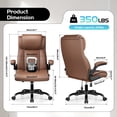 thumbnail image 3 of COOLHUT Big and Tall Office Chair 350LBS, Comfy Heavy Duty Executive Desk Chair with Adjustable Lumbar Support, Higth Back Computer Home Office Chair with Padded Flip -up Arms, Brown, 3 of 10