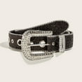 thumbnail image 2 of TFEOQRY Pu Belts for Women Elegant Leather Rhinestone Sequin Adjustable Tight Waistband Black, 2 of 4