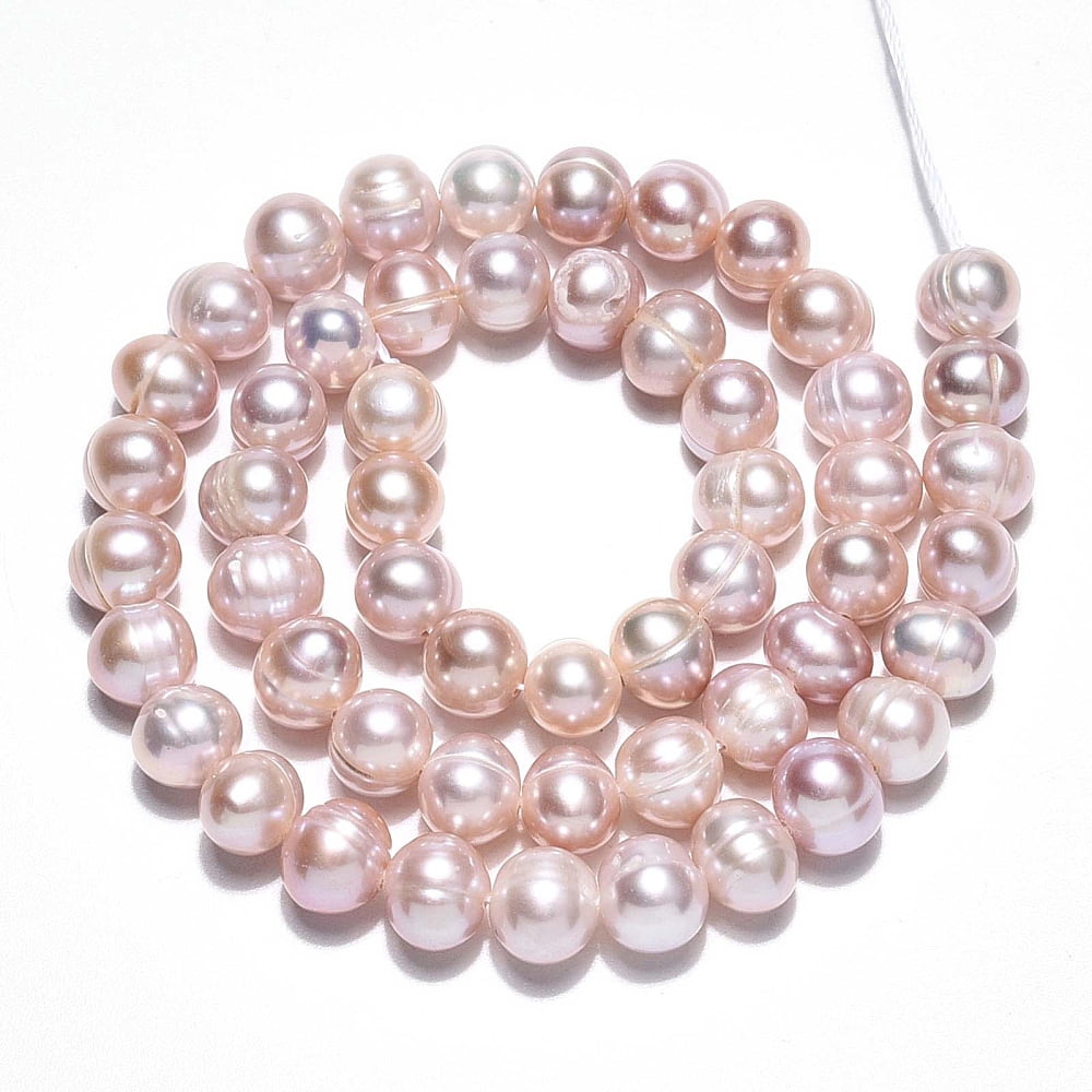 Natural Cultured Freshwater Pearl Beads Strands Grooved Potato Plum 6~7.5x7~8.5mm Hole: 0.7mm 52~55pcs/strand 13.98~14.37 inch(35.5~36.5cm)