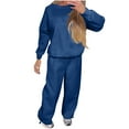 thumbnail image 2 of QSXADF Fall 2 Piece Sweatsuits Women Casual Tracksuit Set Solid Rhinestone Crew Neck Long Sleeve Top Jogger Pants Lounges Wear Set Women Fall Winter Outfits, 2 of 6
