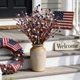 thumbnail image 5 of Patriotic Berry Branch Ball Spray, Red White Blue Artificial Stem for Independence Day, Plastic Decorative Twig for Vase Arrangement, Festive Filler for Wreath Centerpiece Decor, 5 of 6