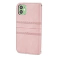 thumbnail image 3 of Funda de cuero PU + TPU con hebilla magnética de rayas en relieve para iPhone 11 Pro, con tapa horizontal, soporte, ranura para tarjetas, billetera, marco de fotos y correa., 3 of 5