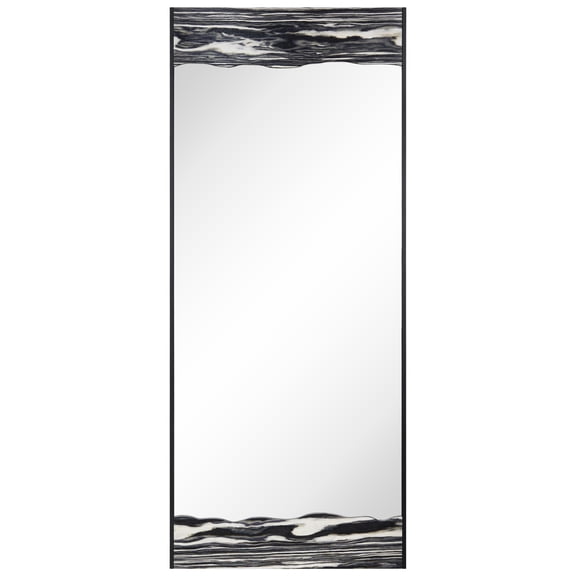 "Modern Veil Rectangular Wall Mirror", 57"x24" Mirror Featuring a 46.5"x23" Center on an Exotica Stained Veneer Frame