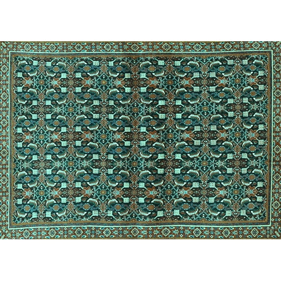 Ahgly Company Indoor Rectangle Persian Turquoise Blue Traditional Area Rugs, 8' x 12'