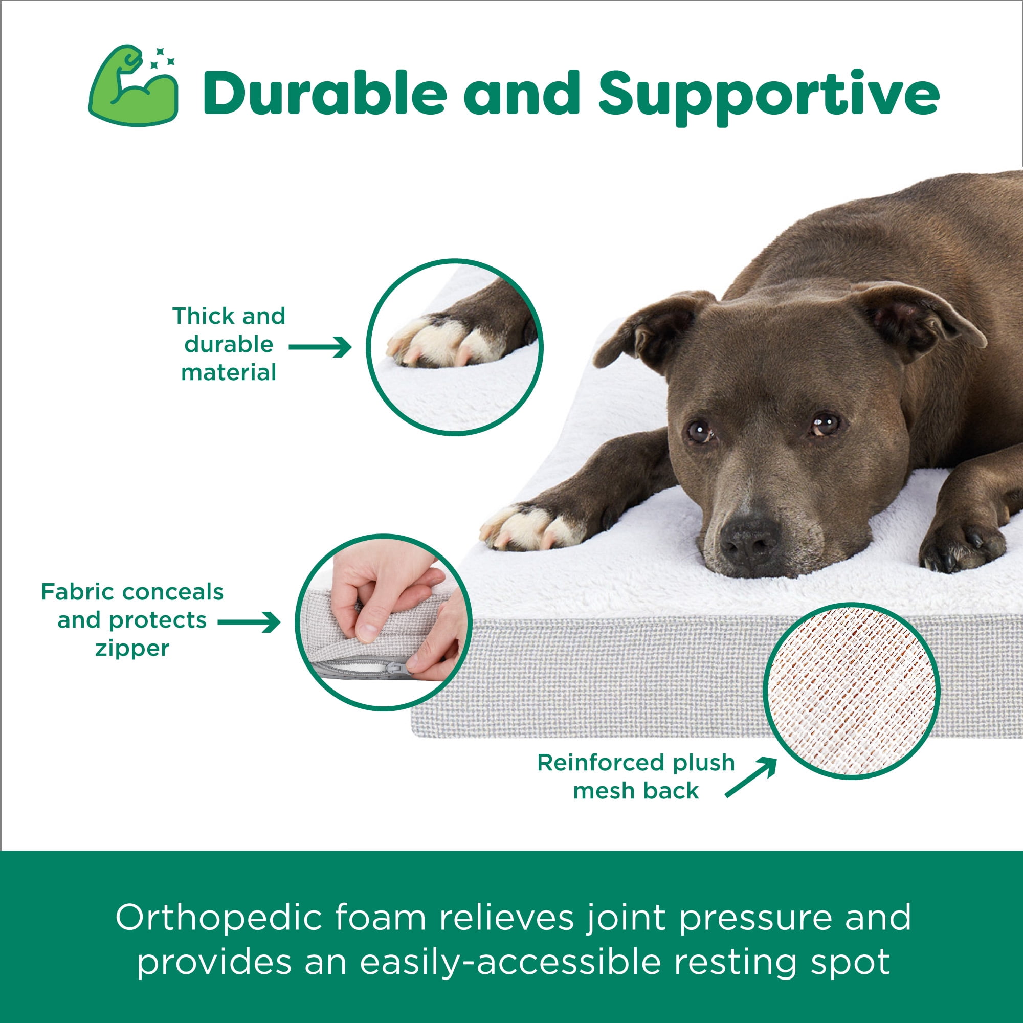 FurHaven Plush & Decorator Check Tuft-Top Orthopedic Mattress Pet Bed for Dogs and Cats - Gray, Large