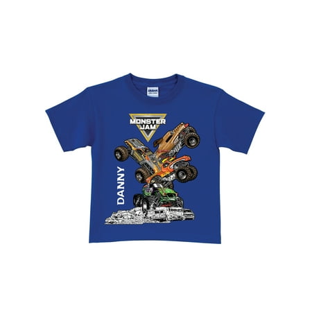 Personalized Monster Jam Stack-Up Royal Blue Boys' T-Shirt