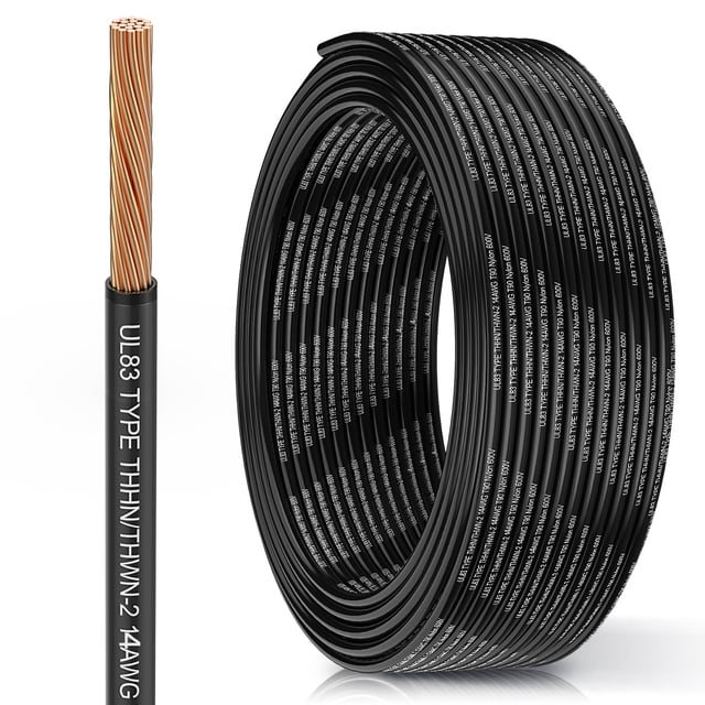 Cable MEIHUIJI 14 AWG THHN 15 m 600 V negro con aislamiento de nylon y PVC