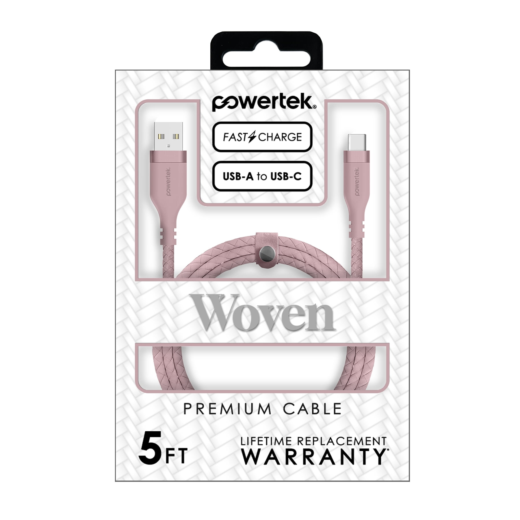 Liquipel Powertek USB-A to USB-C Woven Cable - Pink
