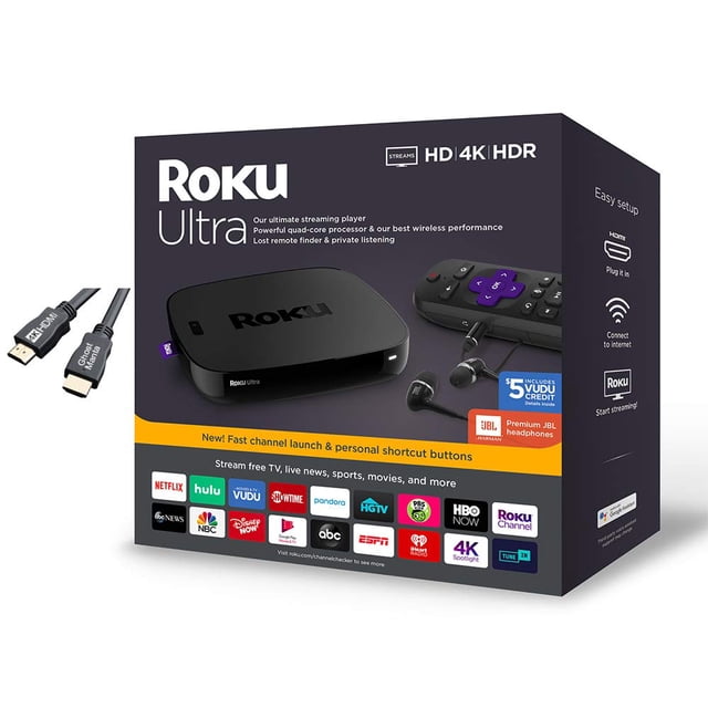 Reproductor multimedia en streaming Roku Ultra 4K/HD/HDR con auriculares JBL