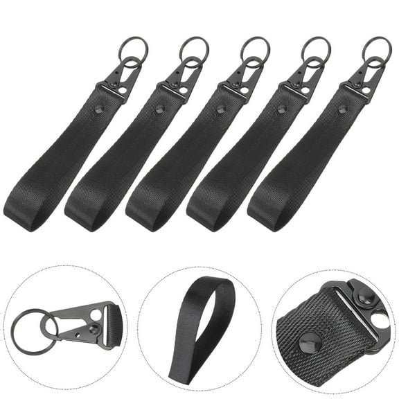 WEUVEB 6Pcs Black Nylon Key Buckles for Men Waist Belt Bag Hanging Keychain Decor