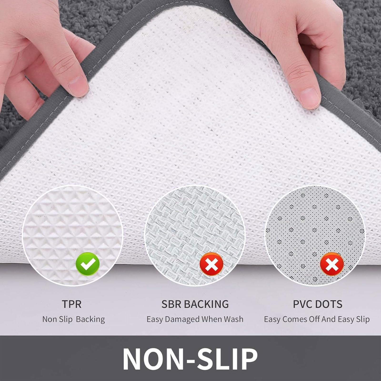 Smiry Microfiber Bathroom Rugs 2 Piece Set, Soft Non-Slip Absorbent Bath Mat And U-Shaped Toilet Contour Rug (24"x20"+30"x20", Grey)