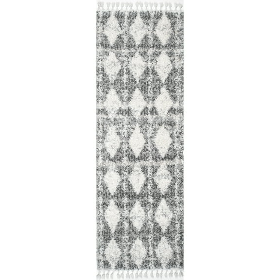 nuLOOM Selah Diamond Shag Runner Rug, 2' 6" x 6', Grey
