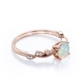 thumbnail image 2 of Curved Band - 1 Carat Round Brazilian Opal And Moissanite - Milgrain Filigree - Prong Set Engagement Ring - 18K Rose Gold Plating Over Silver, 2 of 3